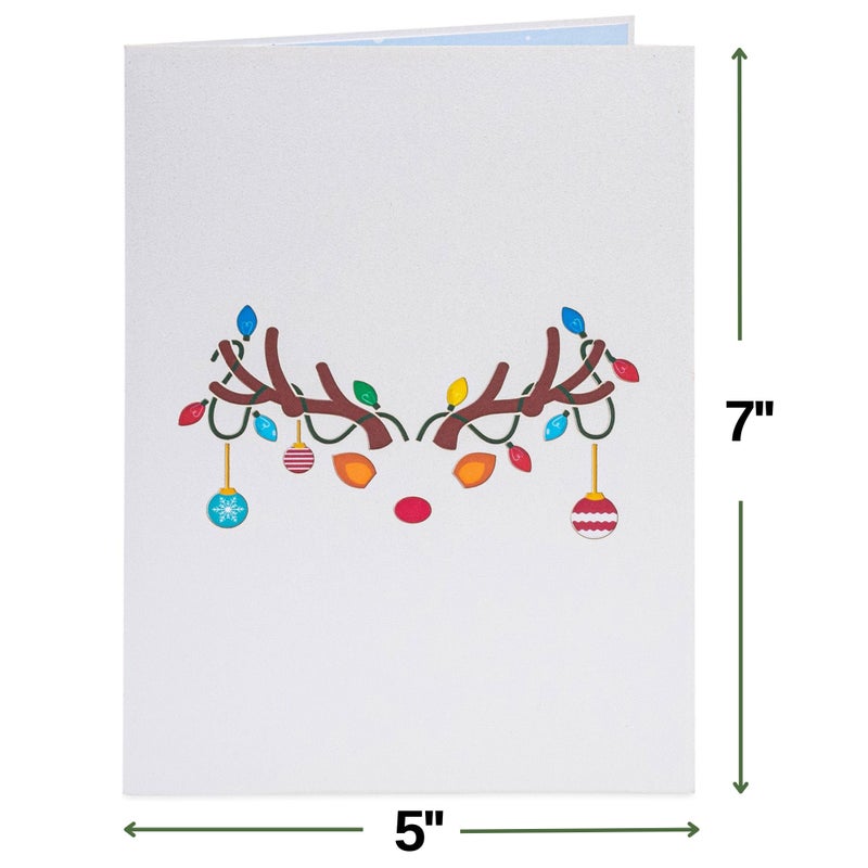 Paper Love 3D Reindeer Pop Up Christmas Card, Gift for Christmas or Holidays, 5" x 7" Cover - Includes Envelope and Removable Note Tag - Image 2